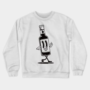 Retro Walking Glass Bottle Walking Illustration Crewneck Sweatshirt